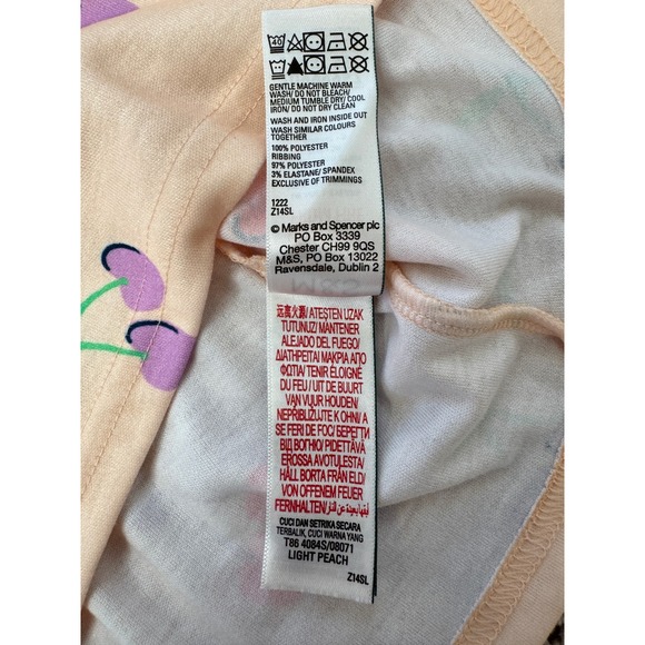 Marks and Spencer M&S Girls Peach Cherry Print Nightdress Sleepwear 3T T86 4084S - Picture 6 of 7